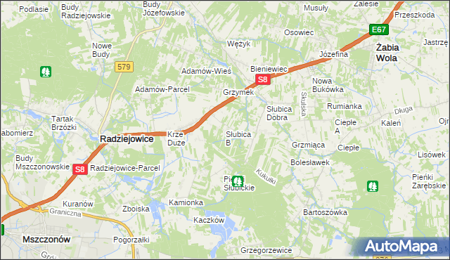 mapa Słubica B, Słubica B na mapie Targeo