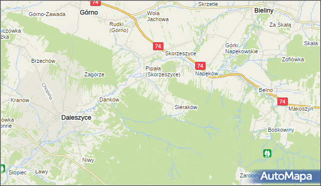 mapa Smyków gmina Daleszyce, Smyków gmina Daleszyce na mapie Targeo