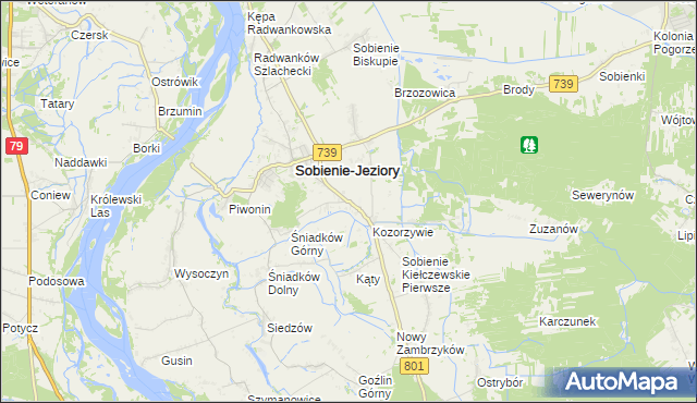 mapa Sobienie Kiełczewskie Drugie, Sobienie Kiełczewskie Drugie na mapie Targeo