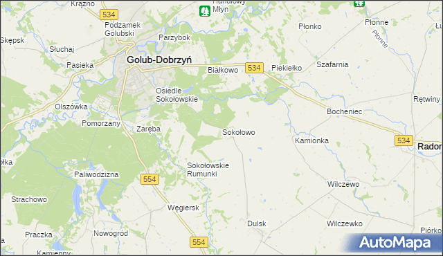 mapa Sokołowo gmina Golub-Dobrzyń, Sokołowo gmina Golub-Dobrzyń na mapie Targeo