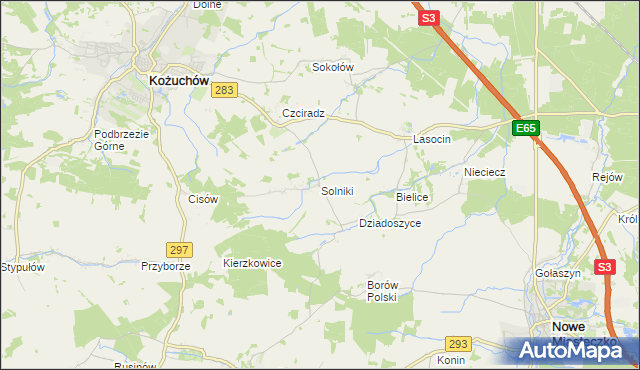 mapa Solniki gmina Kożuchów, Solniki gmina Kożuchów na mapie Targeo