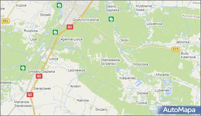 mapa Stanisławów Skrzański, Stanisławów Skrzański na mapie Targeo