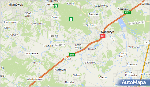 mapa Stara Wieś gmina Nadarzyn, Stara Wieś gmina Nadarzyn na mapie Targeo