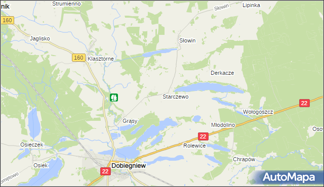 mapa Starczewo gmina Dobiegniew, Starczewo gmina Dobiegniew na mapie Targeo