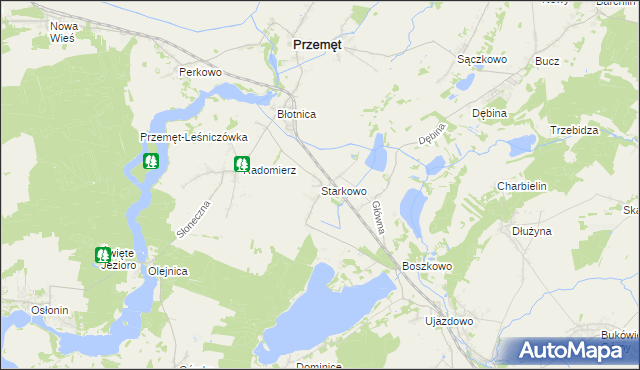 mapa Starkowo gmina Przemęt, Starkowo gmina Przemęt na mapie Targeo