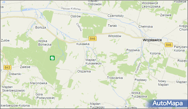 mapa Stary Majdan gmina Wojsławice, Stary Majdan gmina Wojsławice na mapie Targeo