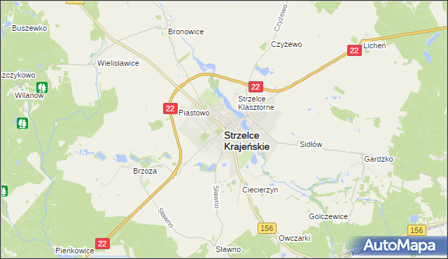 mapa Strzelce Krajeńskie, Strzelce Krajeńskie na mapie Targeo
