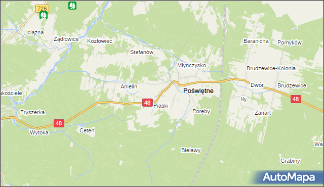 mapa Studzianna gmina Poświętne, Studzianna gmina Poświętne na mapie Targeo
