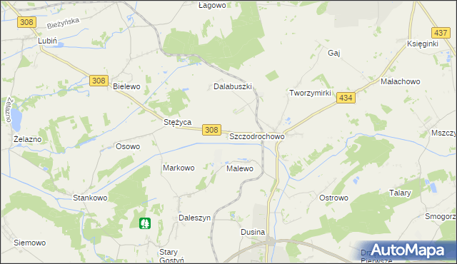 mapa Szczodrochowo gmina Gostyń, Szczodrochowo gmina Gostyń na mapie Targeo