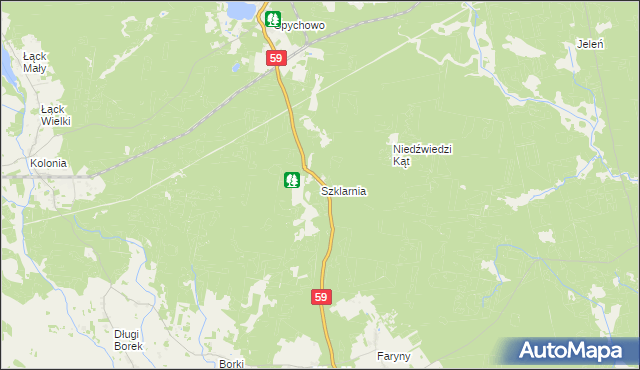 mapa Szklarnia gmina Świętajno, Szklarnia gmina Świętajno na mapie Targeo