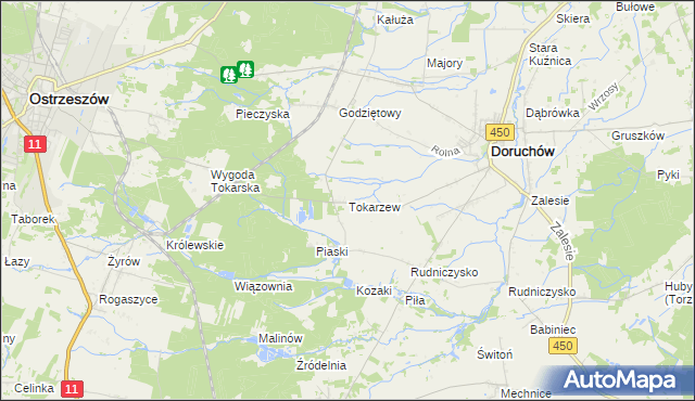 mapa Tokarzew gmina Doruchów, Tokarzew gmina Doruchów na mapie Targeo