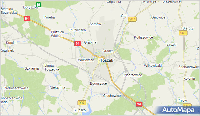 mapa Toszek, Toszek na mapie Targeo