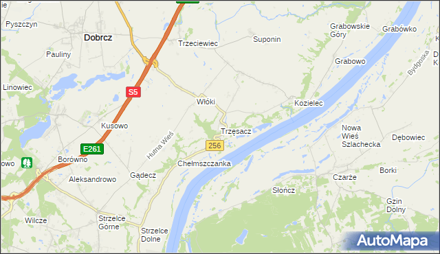 mapa Trzęsacz gmina Dobrcz, Trzęsacz gmina Dobrcz na mapie Targeo