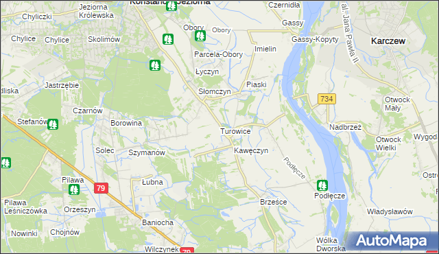 mapa Turowice gmina Konstancin-Jeziorna, Turowice gmina Konstancin-Jeziorna na mapie Targeo