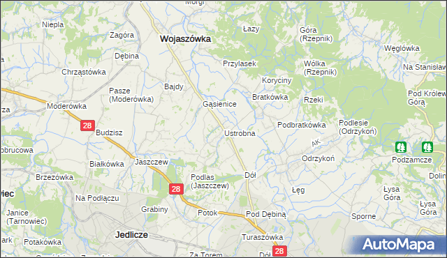 mapa Ustrobna, Ustrobna na mapie Targeo