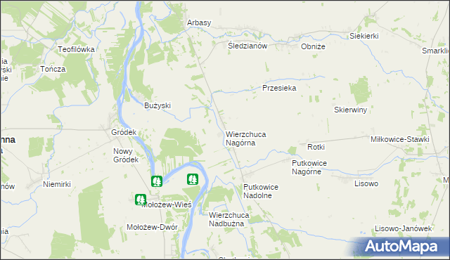 mapa Wierzchuca Nagórna, Wierzchuca Nagórna na mapie Targeo