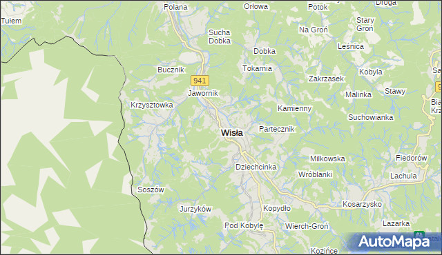 mapa Wisła, Wisła na mapie Targeo