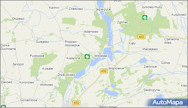 mapa Witosław gmina Osieczna, Witosław gmina Osieczna na mapie Targeo