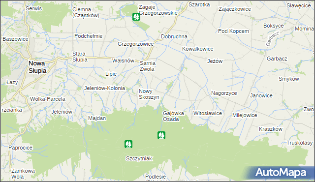 mapa Wronów gmina Waśniów, Wronów gmina Waśniów na mapie Targeo
