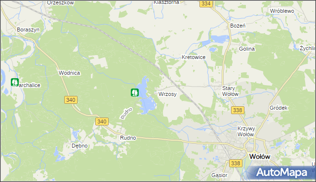 mapa Wrzosy gmina Wołów, Wrzosy gmina Wołów na mapie Targeo
