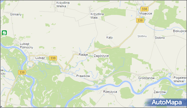 mapa Zagórzyce gmina Wołów, Zagórzyce gmina Wołów na mapie Targeo