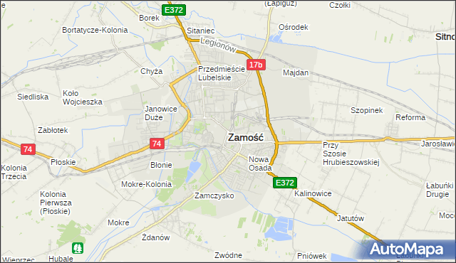 mapa Zamościa, Zamość na mapie Targeo