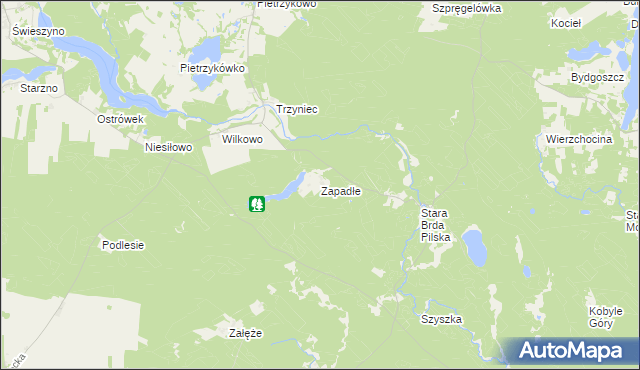 mapa Zapadłe gmina Koczała, Zapadłe gmina Koczała na mapie Targeo