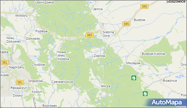 mapa Żdanów gmina Stoszowice, Żdanów gmina Stoszowice na mapie Targeo