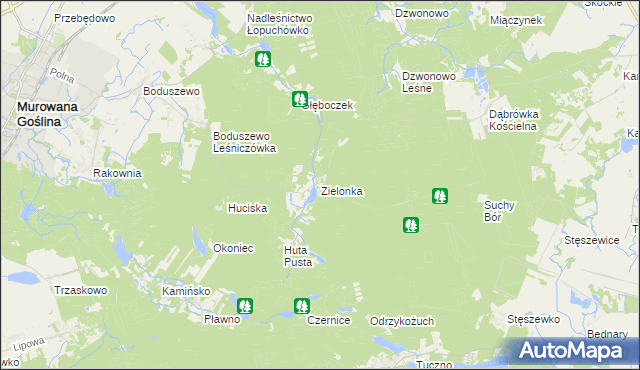 mapa Zielonka gmina Murowana Goślina, Zielonka gmina Murowana Goślina na mapie Targeo