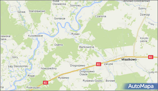 mapa Bartkowizna, Bartkowizna na mapie Targeo