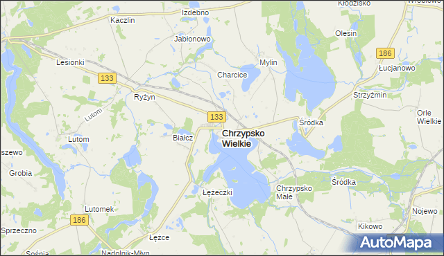 mapa Chrzypsko Wielkie, Chrzypsko Wielkie na mapie Targeo