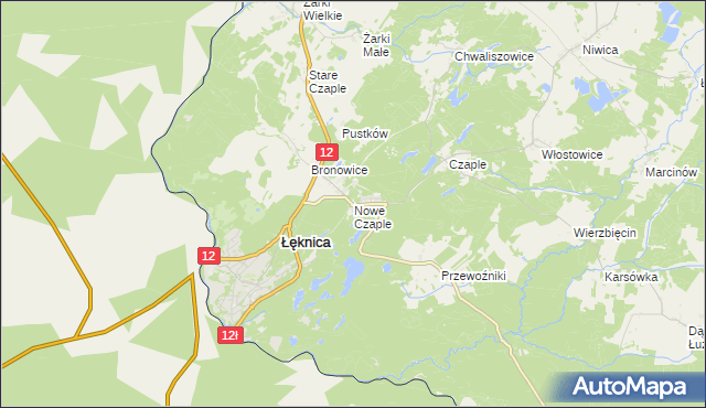 mapa Nowe Czaple gmina Trzebiel, Nowe Czaple gmina Trzebiel na mapie Targeo