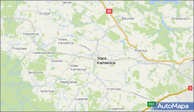 mapa Stara Kamienica, Stara Kamienica na mapie Targeo