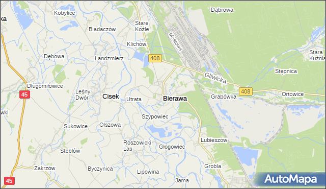 mapa Bierawa, Bierawa na mapie Targeo