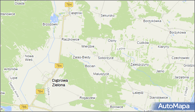 mapa Soborzyce, Soborzyce na mapie Targeo