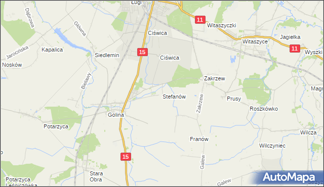 mapa Stefanów gmina Jarocin, Stefanów gmina Jarocin na mapie Targeo