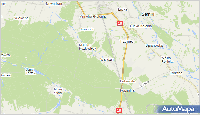 mapa Wandzin gmina Lubartów, Wandzin gmina Lubartów na mapie Targeo