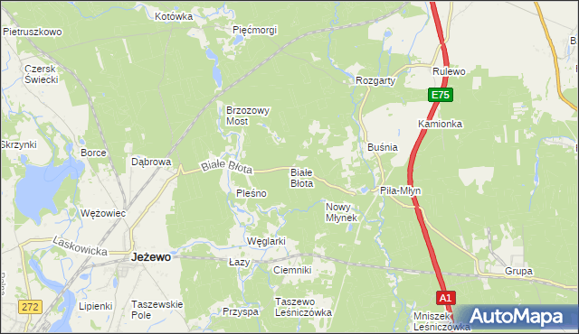 mapa Białe Błota gmina Jeżewo, Białe Błota gmina Jeżewo na mapie Targeo