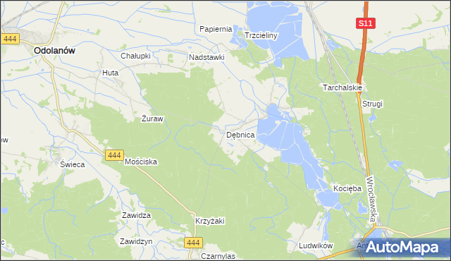 mapa Dębnica gmina Przygodzice, Dębnica gmina Przygodzice na mapie Targeo