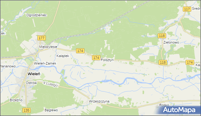 mapa Folsztyn, Folsztyn na mapie Targeo