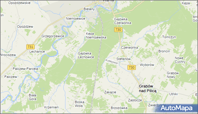 mapa Grabów gmina Grabów nad Pilicą, Grabów gmina Grabów nad Pilicą na mapie Targeo