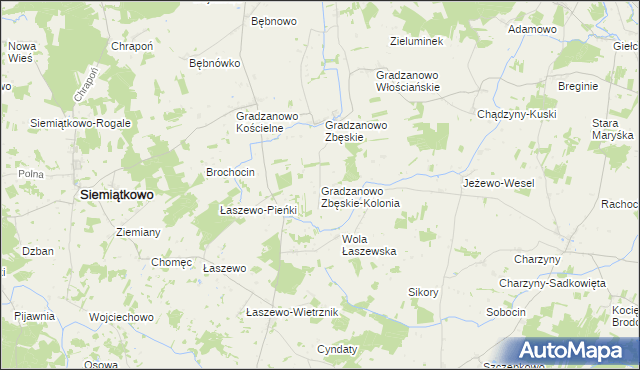mapa Gradzanowo Zbęskie-Kolonia, Gradzanowo Zbęskie-Kolonia na mapie Targeo
