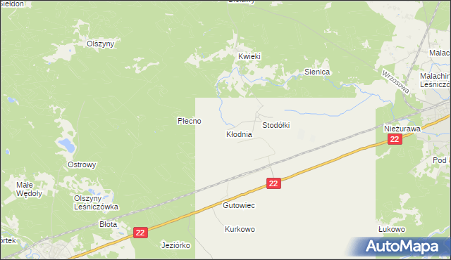 mapa Kłodnia gmina Czersk, Kłodnia gmina Czersk na mapie Targeo