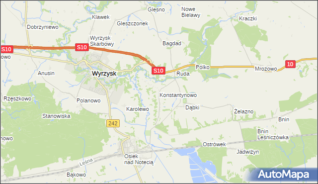 mapa Konstantynowo gmina Wyrzysk, Konstantynowo gmina Wyrzysk na mapie Targeo