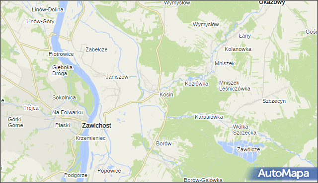 mapa Kosin gmina Annopol, Kosin gmina Annopol na mapie Targeo