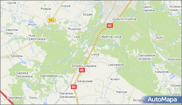 mapa Lisica, Lisica na mapie Targeo