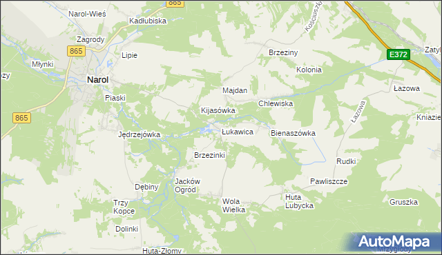 mapa Łukawica gmina Narol, Łukawica gmina Narol na mapie Targeo