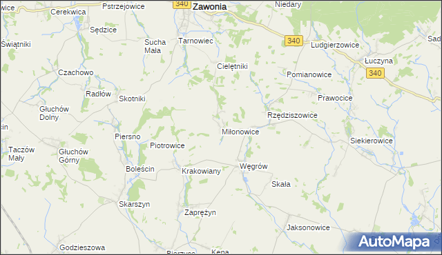 mapa Miłonowice, Miłonowice na mapie Targeo