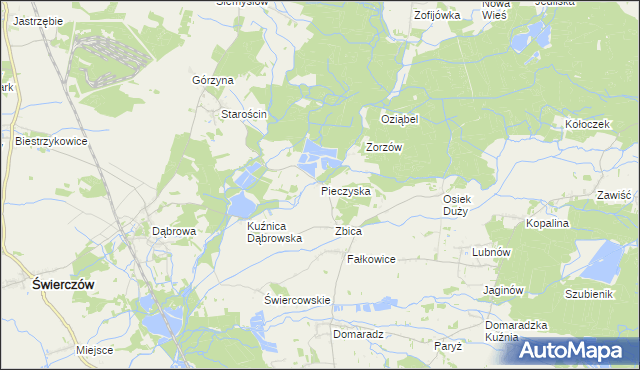 mapa Pieczyska gmina Świerczów, Pieczyska gmina Świerczów na mapie Targeo