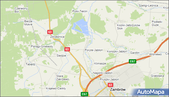 mapa Poryte-Jabłoń, Poryte-Jabłoń na mapie Targeo